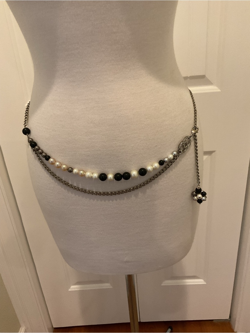 Chanel Beaded Marble Flower Belt Necklace Vintage